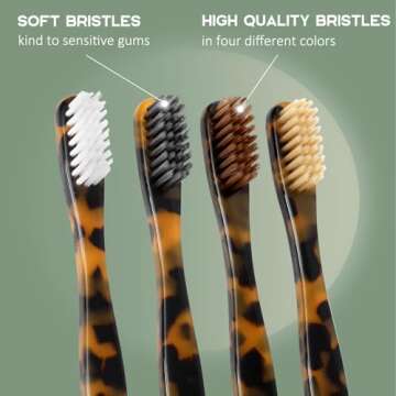 Isshah Biodegradable Eco-Friendly Cellulose Acetate Toothbrushes - 8 Count