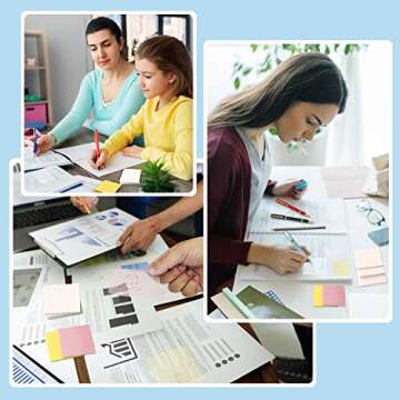 ENLUOM 400 Sheets Colored Transparent Sticky Notes - 3 x 3 in Translucent Sticky Notes, Pastel Clear Waterproof Self-Sticky Notes, See Through Sticky Notes, Aesthetic Office Supplies (8 Pads)