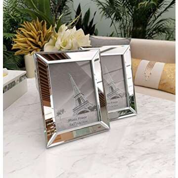 Meetart Mirror Photo Frame 5x7 inch 2 Piece Pack for Home Decoration Wall Hang or Tabletop Display