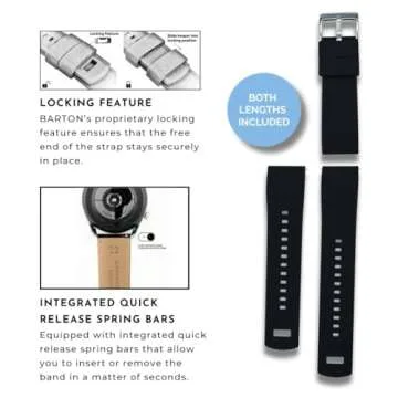 BARTON WATCH BANDS Quick Release Elite Silicone Watch Bands, Black, 20mm