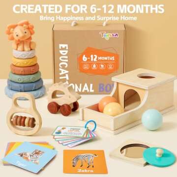 Toyssa 6 in 1 Wooden Montessori Baby Toys for 6-12 Mo
