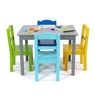 Humble Crew Kids Wooden Table and 4 Chairs Set for Creative Play and Learning