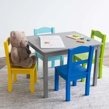 Durable Kids Wooden Table and Chair Set for Ages 3-6