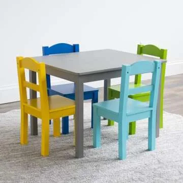 Durable Kids Wooden Table and Chair Set for Ages 3-6