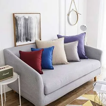 Jeanerlor 26"x26" Decorative Cotton Linen Couch Throw Pillow Case Yellow for Sofa Durable Classy, Comfortable Cushion Cover for Play Room/Coffee Shop, (65 x 65cm), Light Linen