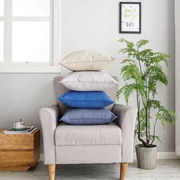 Jeanerlor 26"x26" Decorative Cotton Linen Couch Throw Pillow Case Yellow for Sofa Durable Classy, Comfortable Cushion Cover for Play Room/Coffee Shop, (65 x 65cm), Light Linen