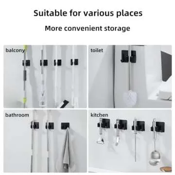 Stainless Steel Mop Broom Holder - Easy Install, No Drill