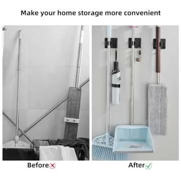 Stainless Steel Mop Broom Holder - Easy Install, No Drill