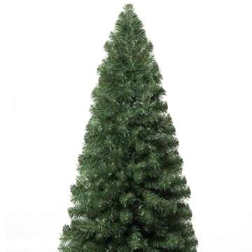 Naomi Home 9ft Slim Christmas Tree with Lights, Realistic Skinny Pencil Christmas Tree Prelit with 1455 Branch Tips, 500 Warm Lights and Metal Stand, Aritificial Christmas Tree, Árbol De Navidad