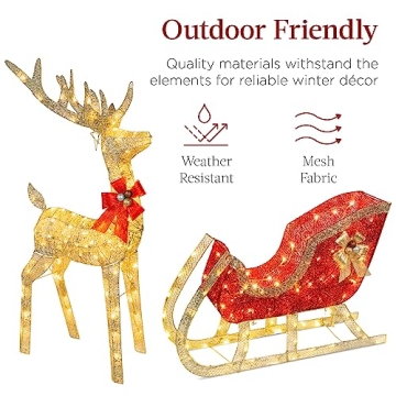 Lighted Christmas 4ft Reindeer & Sleigh Outdoor Decoration Set