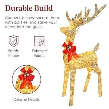 Lighted Christmas 4ft Reindeer & Sleigh Outdoor Decoration Set