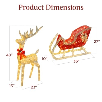 Lighted Christmas 4ft Reindeer & Sleigh Outdoor Decoration Set