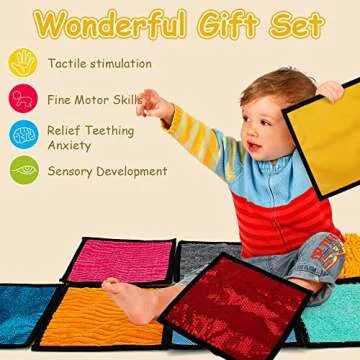 Inbeby 16 Set Sensory Mini Mats Assorted Textured Sensory Floor Tiles - Sensory Walls, Early Sensory Exercise Sensory Mats Sensory Toys for Autistic Children Kids Baby Toddler Fidgeting Activity