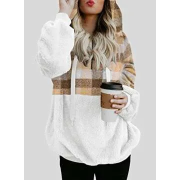 Dokotoo Womens 2023 Fashion Fuzzy Warm Casual Loose Hooded Sweatshirt Hoodies with Pockets Outerwear S-XXL
