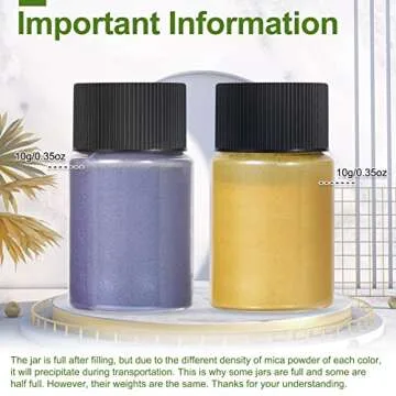 CHANGTIKEJI Mica Powder，36 Colors - 10g/Bottle of Natural Pigment Powder for Epoxy Resin，Soap Making，Candle Making,Lip Gloss,Car Freshies,Dye,Nail Polish,Bath Bombs