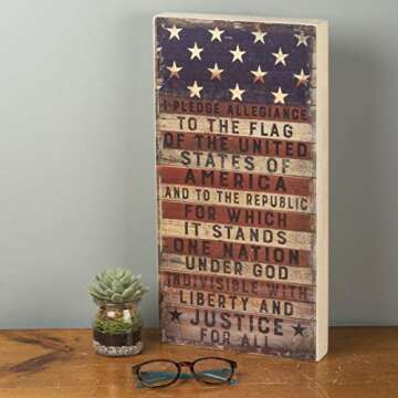 Primitives by Kathy 31558 Rustic Patriotic Box Sign, 9 x 18-Inches, Pledge to The Flag