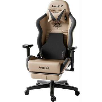 AutoFull Gaming Chair - Ergonomic Support & Adjustable Footrest