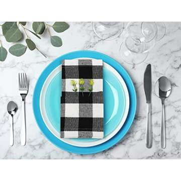 Stylish Ramanta Gingham Cloth Napkins Set of 12 for Any Occasion