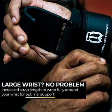 I WILL AESTHETICS Weight Lifting Hooks for Men and Women, Improve Your Lifting Grip with Lifting Hooks, Deadlift Grips with Hooks for Secure Lifting, Perfect for Weightlifting and Deadlifts