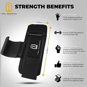 I WILL AESTHETICS Weight Lifting Hooks for Enhanced Grip