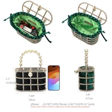 CARIEDO Evening Handbag Women Clutch Purses with Pearl Diamonds for Wedding Prom Birthday Party Dinner Accessories (Black)