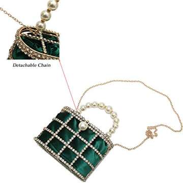 CARIEDO Evening Handbag Women Clutch Purses with Pearl Diamonds for Wedding Prom Birthday Party Dinner Accessories (Black)