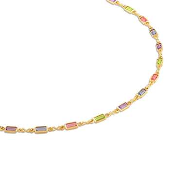 Barzel 18K Gold Plated Baguette Multi Color Crystal Anklet For Women (BR199-10)