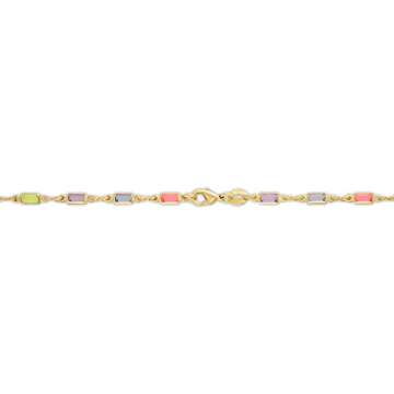 Barzel 18K Gold Plated Baguette Multi Color Crystal Anklet For Women (BR199-10)