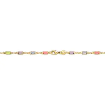 Barzel 18K Gold Plated Baguette Multi Color Crystal Anklet For Women (BR199-10)