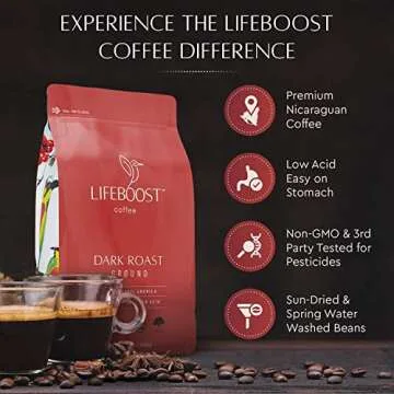 Lifeboost Coffee Whole Bean & Ground Coffee - 2 Pack Bundle - Low Acid Dark Roast x 2