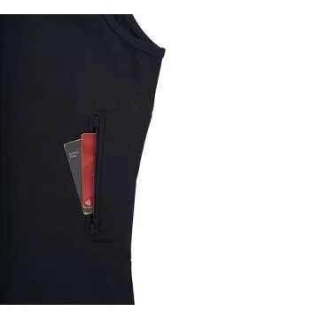 Clever Travel Companion Womens Tank Top with 2 Hidden Zipper Pockets, 100% Pickpocket Proof Holiday Tour Sleeveless Tee Shirt (Black, XXX-Large)