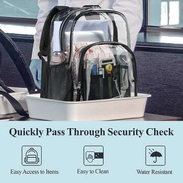 PACKISM Clear Backpack - 17 inch Large Clear Backpacks for School, Heavy Duty Clear Bookbag for Student Boys and Girls, Transparent PVC See Through Backpack for College Work, Black (for age 12 above)