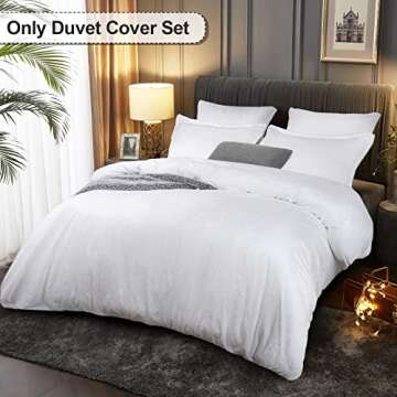 PHF Truly Velvet Duvet Cover Set Queen Size, 3pcs Ultra Soft Breathable Comforter Cover Set, Luxury Cozy Flannel Duvet Cover with Pillow Shams Bedding Collection, 90" x 90", White