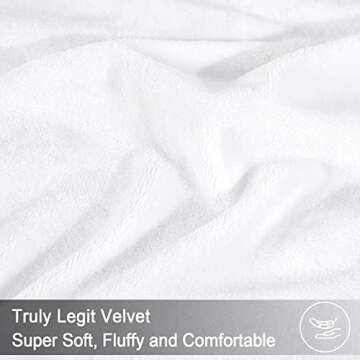 PHF Truly Velvet Duvet Cover Set Queen Size, 3pcs Ultra Soft Breathable Comforter Cover Set, Luxury Cozy Flannel Duvet Cover with Pillow Shams Bedding Collection, 90" x 90", White