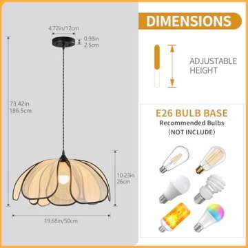 ADCTHOME Boho Chandelier, Hand-Woven Manila Hemp Hanging Large Pendant Ligh Fixtures for Hallway Ent...