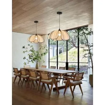 ADCTHOME Boho Chandelier, Hand-Woven Manila Hemp Hanging Large Pendant Ligh Fixtures for Hallway Entryway Kitchen Island Dining Room Bedroom