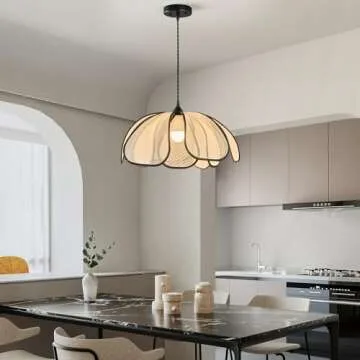 ADCTHOME Boho Chandelier, Hand-Woven Manila Hemp Hanging Large Pendant Ligh Fixtures for Hallway Entryway Kitchen Island Dining Room Bedroom