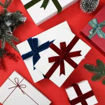 Yilloog 3 Rolls Christmas Velvet Ribbon Single Face Velvet Ribbon Vintage Velvet Ribbon for Christmas Tree Wreaths Gift Wrapping Bows Decoration(1 in X 15 Yard,Wine Red, Olive Green, Royal Blue)