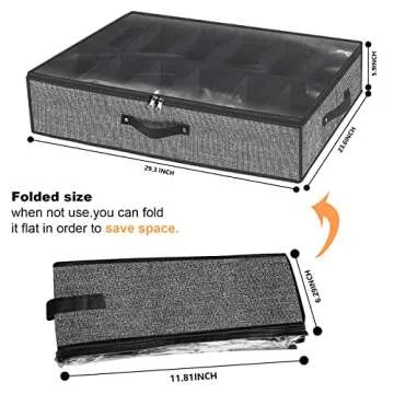 Under Bed Shoe Storage Organizer for Closet Fits 24 Pairs-Sturdy Underbed Shoe Storage Box Bins,Set of 2 (Linen-like Black)