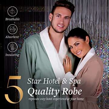 CHADSWORTH & HAIG Ultimate Doeskin Brushed Microfiber Bathrobe Lined In Terry. Luxury Spa & Hotel Ba...