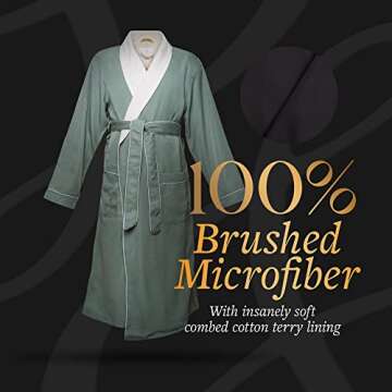 CHADSWORTH & HAIG Ultimate Doeskin Brushed Microfiber Bathrobe Lined In Terry. Luxury Spa & Hotel Bathrobe for Women and Men