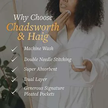 CHADSWORTH & HAIG Ultimate Doeskin Brushed Microfiber Bathrobe Lined In Terry. Luxury Spa & Hotel Bathrobe for Women and Men