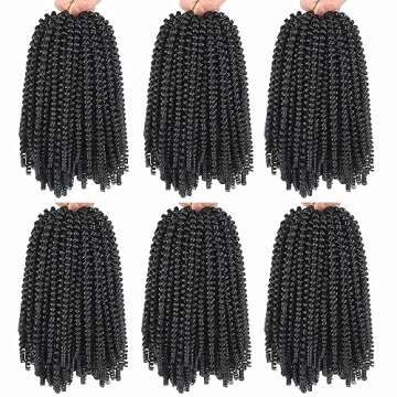 Xtrend 90strands Black Spring Twist Hair for Distressed Butterfly Locs Bomb Twist Braiding Hair Passion Twist Hair Crochet Braids Fluffy Twist Hair Extensions 8 Inch 1B