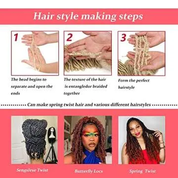 Xtrend 90strands Black Spring Twist Hair for Distressed Butterfly Locs Bomb Twist Braiding Hair Passion Twist Hair Crochet Braids Fluffy Twist Hair Extensions 8 Inch 1B