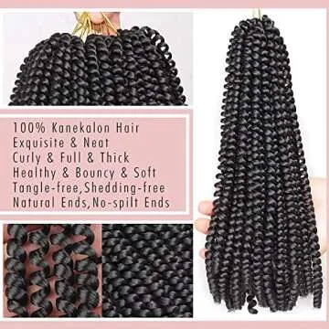 Xtrend 90strands Black Spring Twist Hair for Distressed Butterfly Locs Bomb Twist Braiding Hair Passion Twist Hair Crochet Braids Fluffy Twist Hair Extensions 8 Inch 1B
