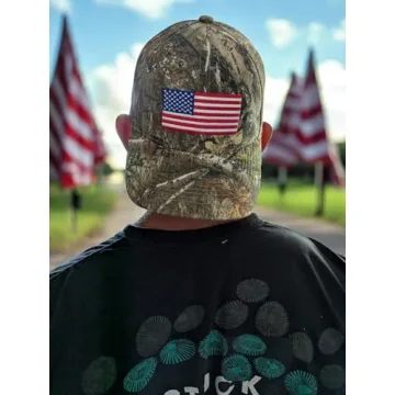 Realtree Camo Hat with American Flag, Adjustable, Comfortable