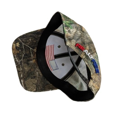Realtree Camo Hat with American Flag, Adjustable, Comfortable