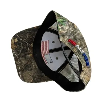 Realtree Camo Hat with American Flag, Adjustable, Comfortable
