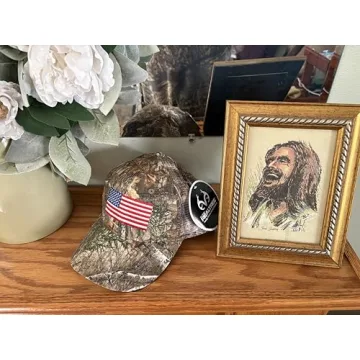 Realtree Camo Hat with American Flag, Adjustable, Comfortable