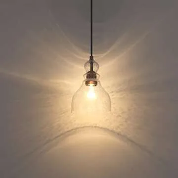 3 Pack 1 Light Hanging Indoor Kitchen Island Pendant Light 6.5" Clear Seeded Glass Pendant Ceiling Light Fixtures Black Finish Modern Farmhouse Dinning Over Sink